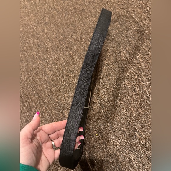 Authentic Gucci belt 48" women’s black logo material print READ - Picture 6 of 7